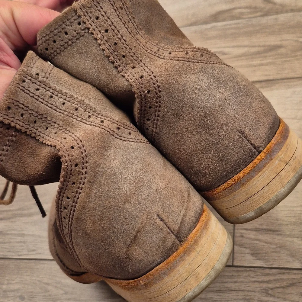All Saints Brown Suede Brogue Lace-Up Boots